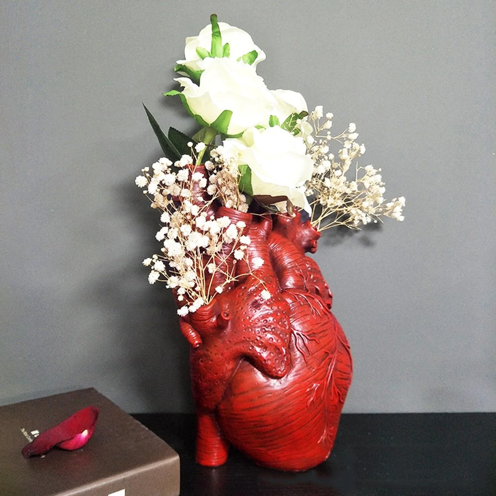 Customized Flower Pot Anatomical Heart Vase Decorative Resin Planter Accessories