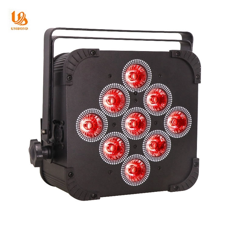 LED plano par 9 * 18 W 6in1 RGBW LED alimentado por bateria UV Luz