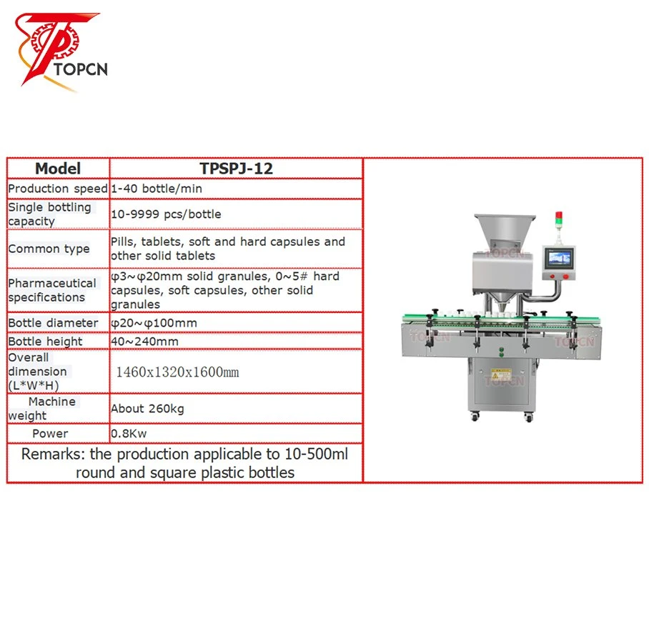 Automática 8 Lane Tabela Comprimido Capsule Tablet Counting Machine for Farmácia