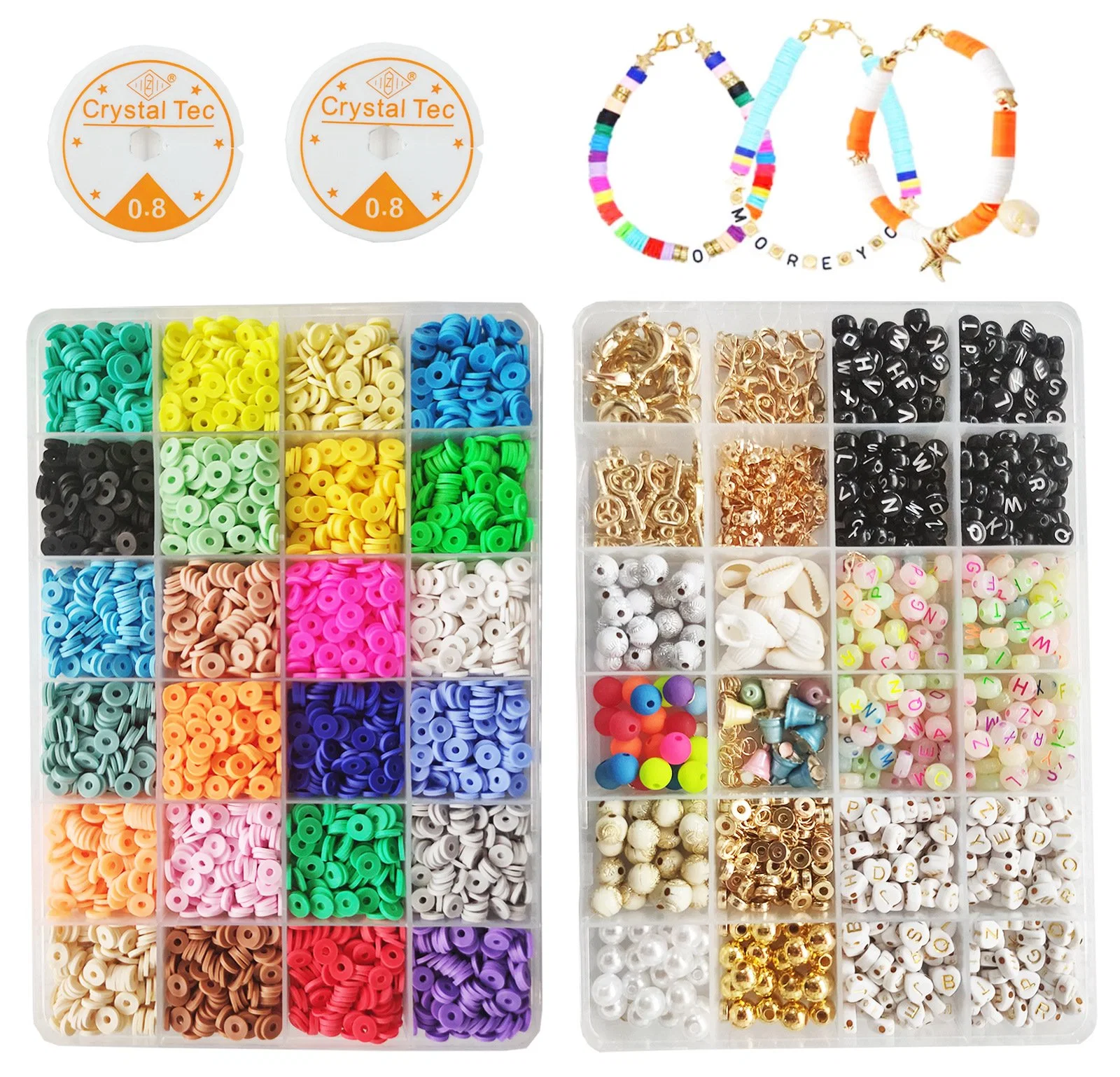 Flat Round 6mm Polymer Preppy Beads for DIY Jewelry Making