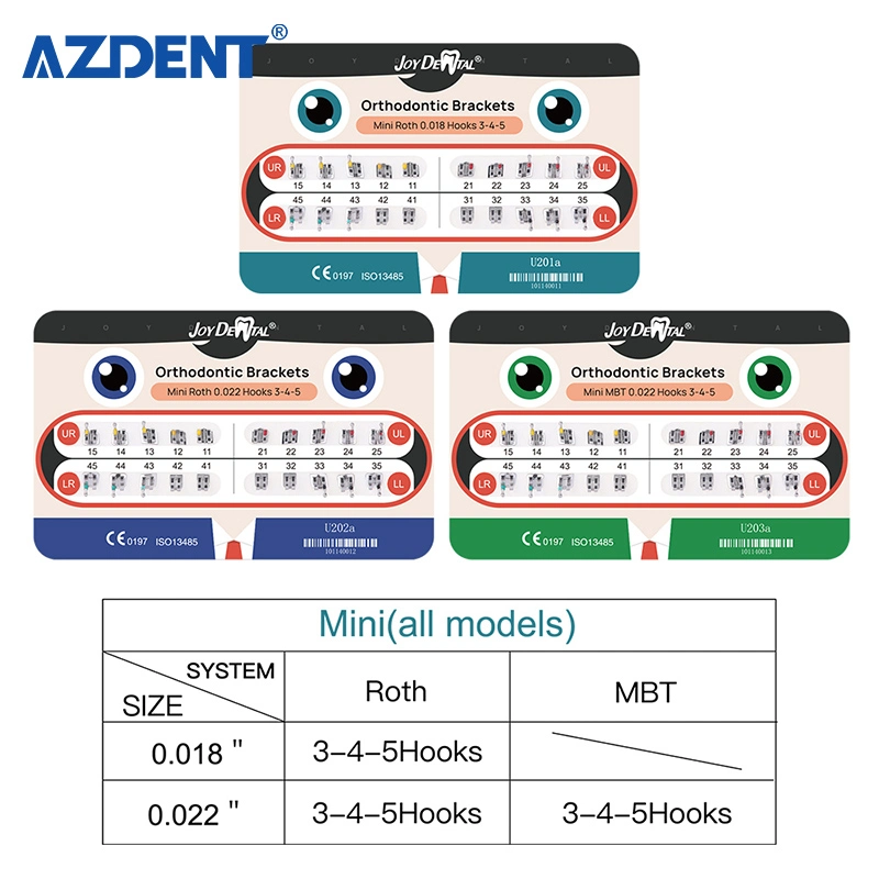 Supports orthodontiques dentiste MIM Dental supports monobloc Roth 0.018 or 0.022 avec crochets 3-4-5