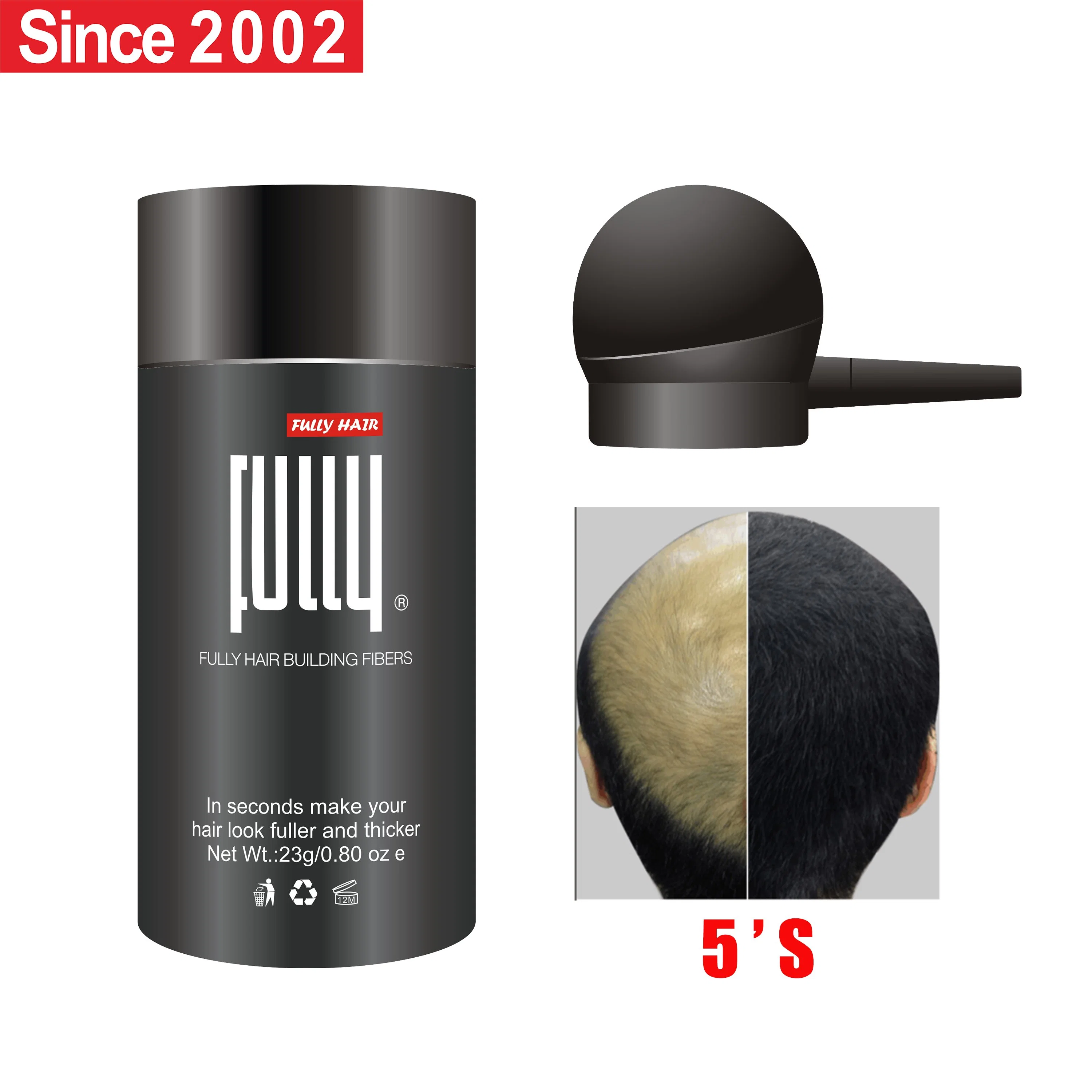 Factory Wholesale Natural Instant Wig Fully Hair Building Fibre Powder for Bald People