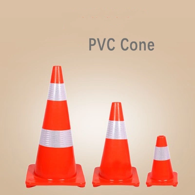 Cono de tráfico de diferentes colores de PVC material utilizado en la Seguridad Vial