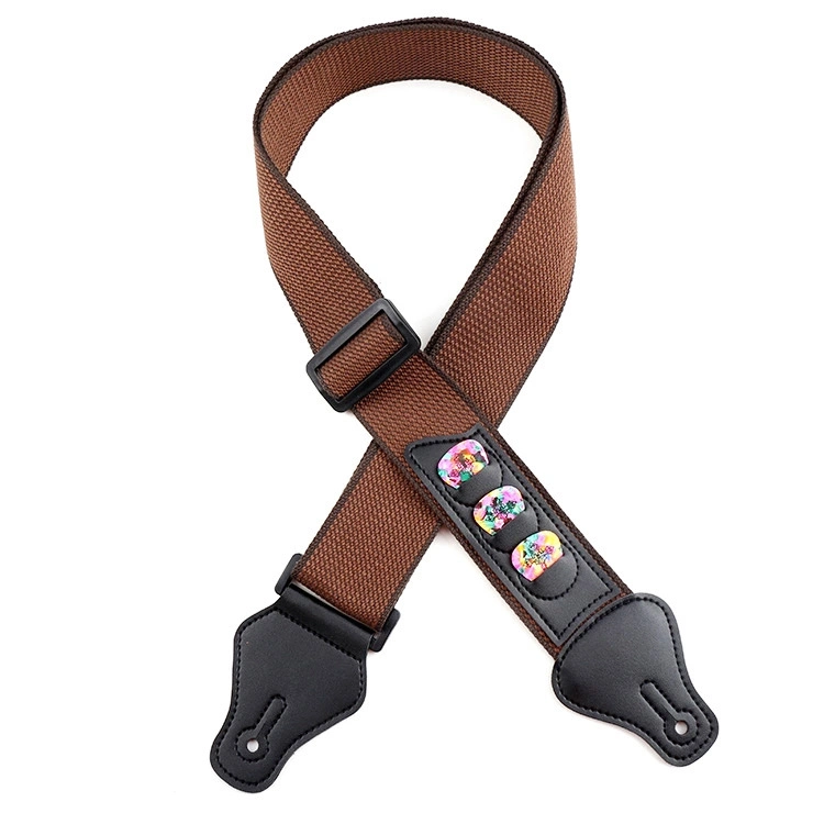 Wholesale/Supplier Various Styles Colorful Nylon Guitar Belt Cotton Adjustable Length Guitar Strap with Guitar Picks Holder