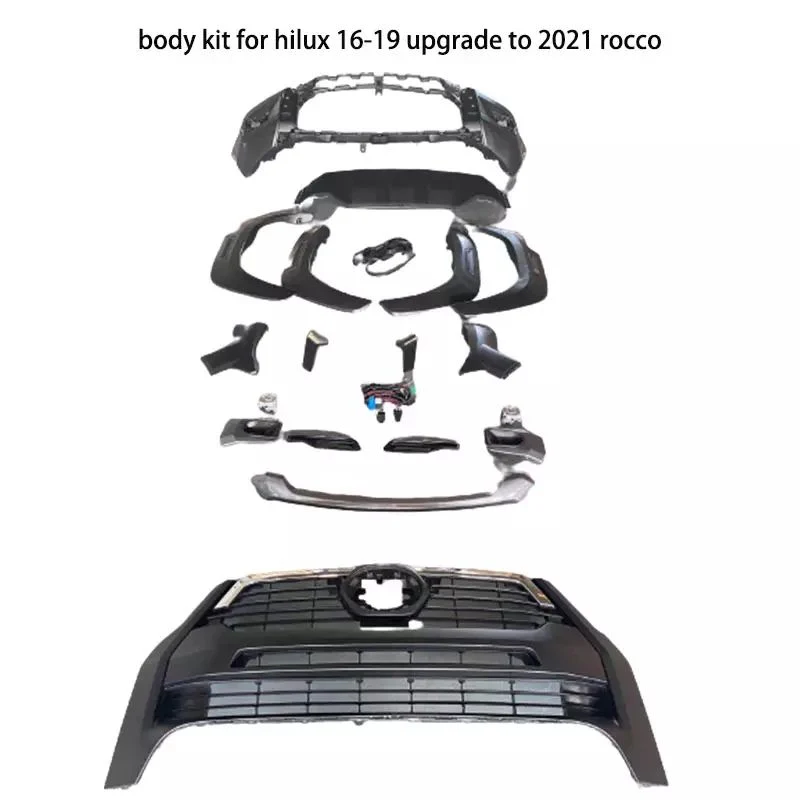 Accessoires de voiture de haute qualité Bouclier avant lifting Bodykit Body Kit de conversion pour Toyota Hilux Revo changement 2016-2019 Mise à niveau vers 2021 Rocco