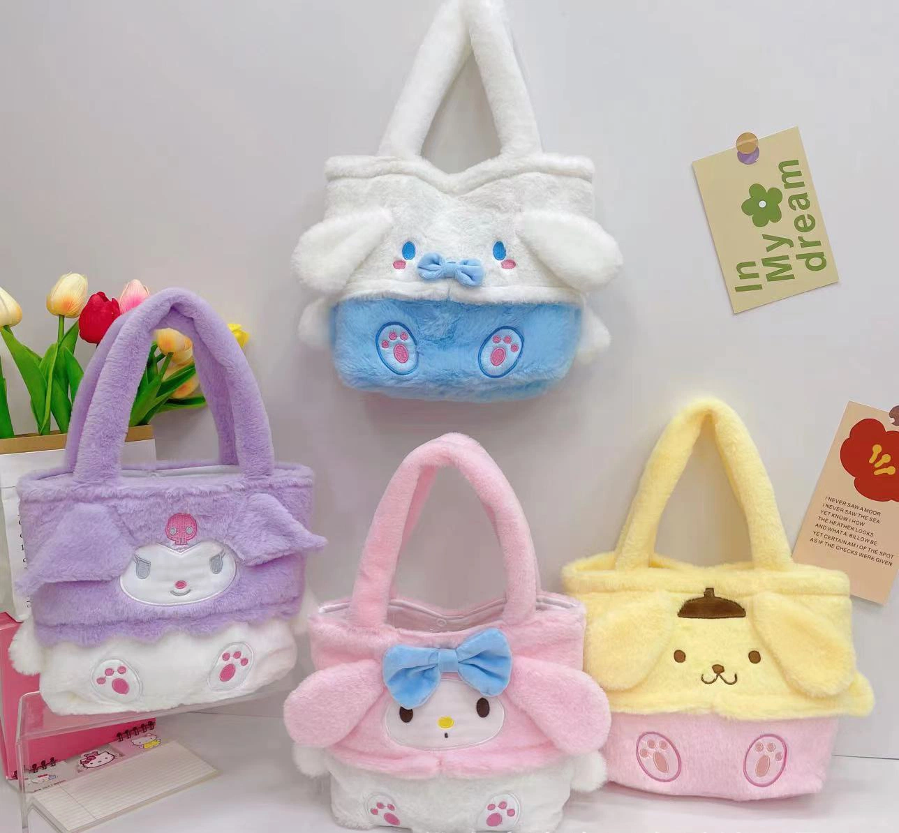 ANIME Cartoon personaje Plush Dolls Mochila muñeca personalizada niños Regalo suave relleno de juguete mujeres bolsos de mano Escuela de hombro de la bolsa Bolsa de moda