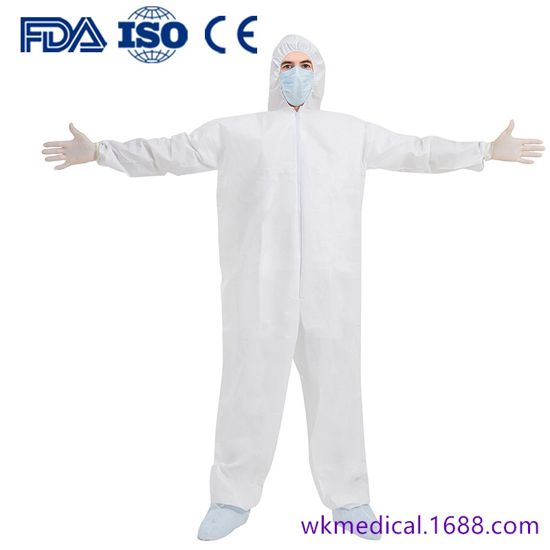 Mayorista/Proveedor de Cat III Tyvek desechable de 400 SMS encapuchados Mono de protección de PE 65g para el Hospital Dental EPI resistente a salpicaduras Tipo 3/4 Traje de aislamiento EN14126 reutilizables.