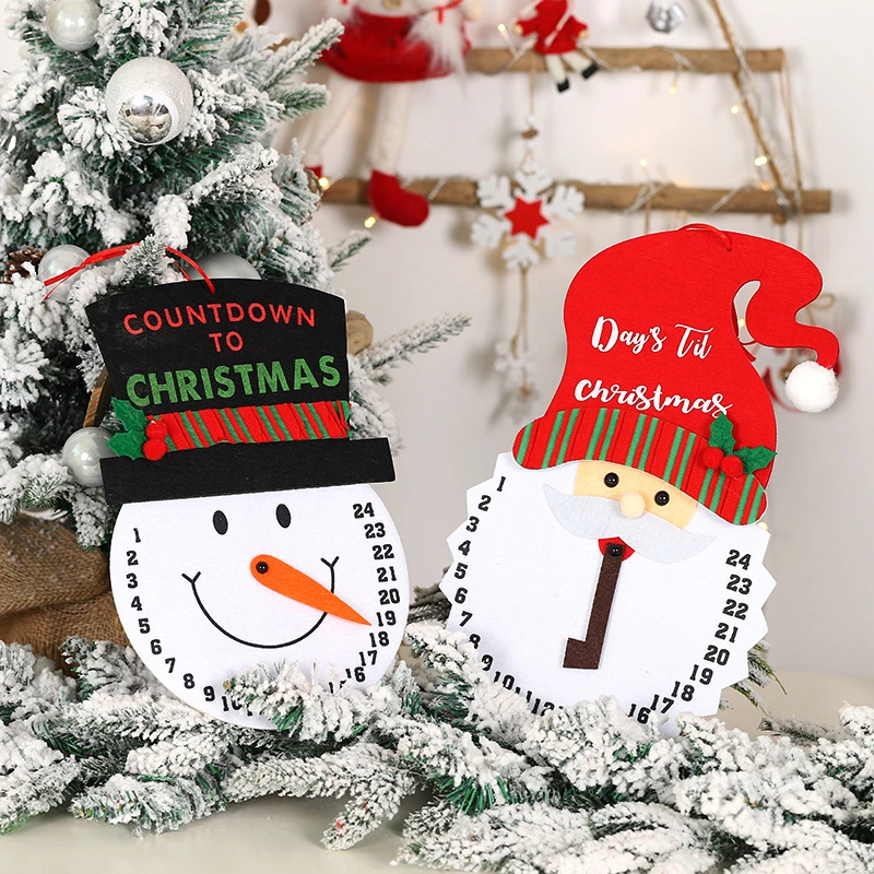 2023 New Fashion Style Countdown Christmas Calendar Pendant Hanging Decoration with Santa Snowman Ornaments for Indoor Decor