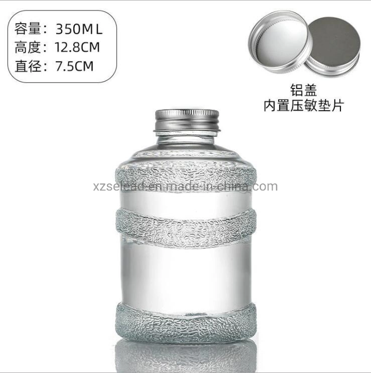 Mineral Water Barrel Shape Glass Water Wine Bottle with Plastic Cap 350ml 500ml