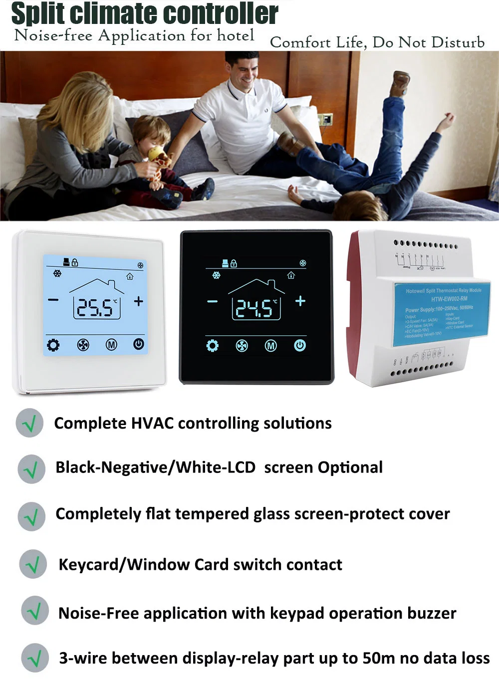 Central Air Conditioner Parts Room Modbus A/C Thermostat for Hotel HVAC System