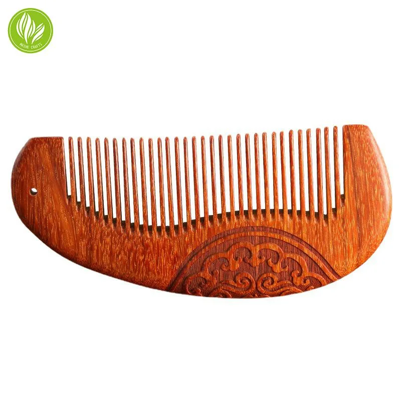 13cm Black Gold Sandalwood Double-Sided Carved Wooden Comb Hairdressing as a Gift