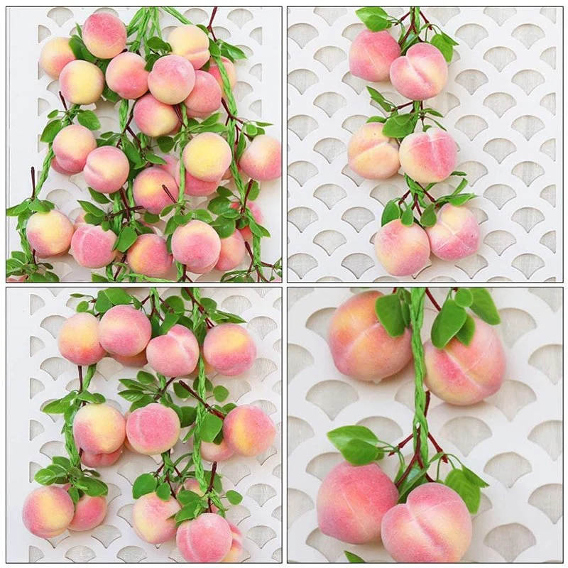 2PCS Artificial Fruit Peach Simulation Lifelike Pink Peach Fake Fruit