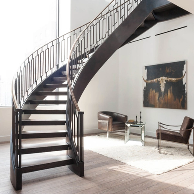 Modern House Stainless Steel / Carbon Steel Curved Staircase