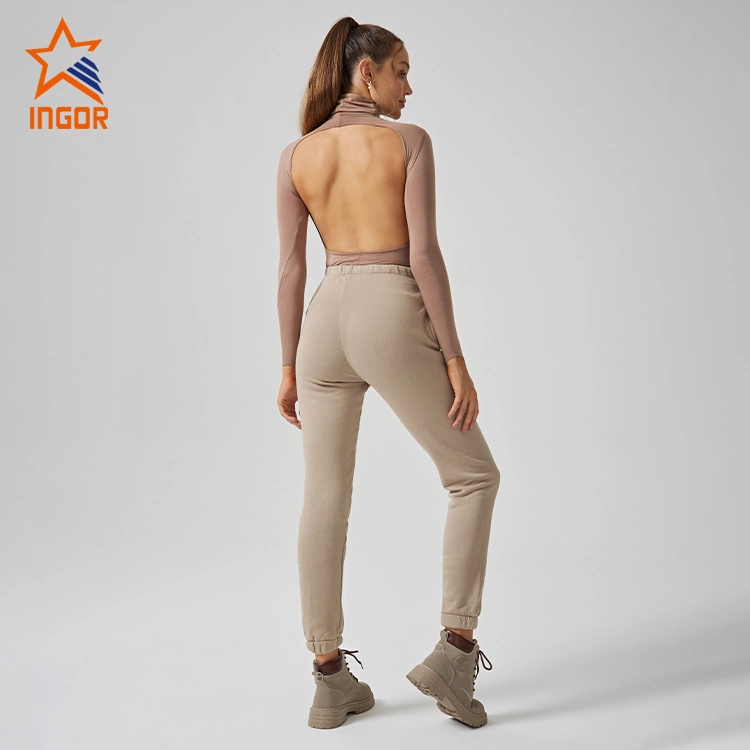 Ingor Sportswear Activewear Clothing Manufacturers ODM OEM Custom Women Long Sleeve T Shirt & Jogger Pants Sets Street Casual Wear Women Apparel