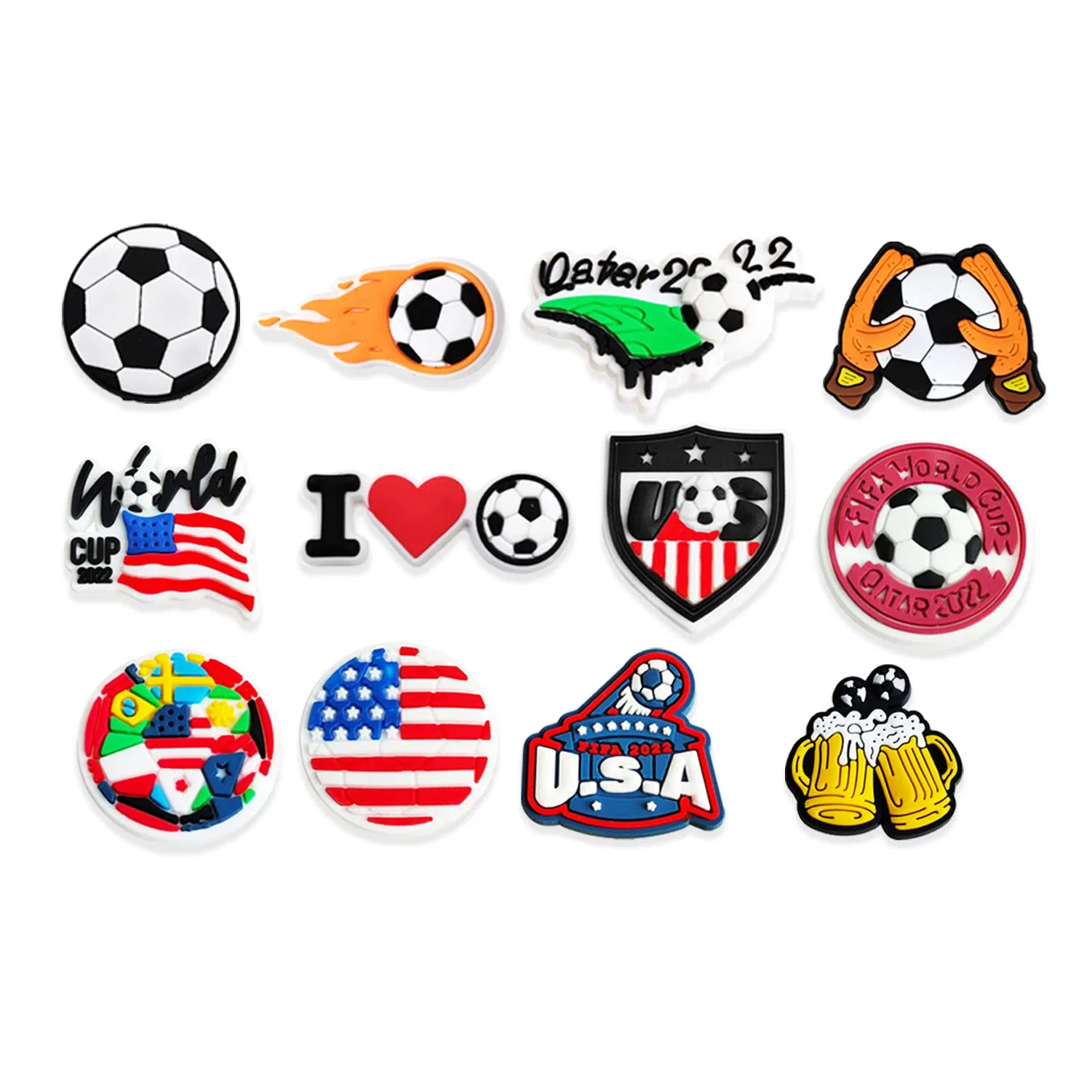 Soccer Croc Encantos Football Pack Homens de Esportes de futebol Equipamento Encantos Cool Croc Pins Messi Cr7 Parte favorece os dons de futebol mundo C