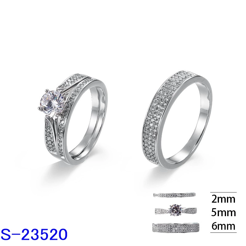 925 Sterling Silver Fashion Brass Jewelry Zircon Stone Wedding Engagement Ring for Women