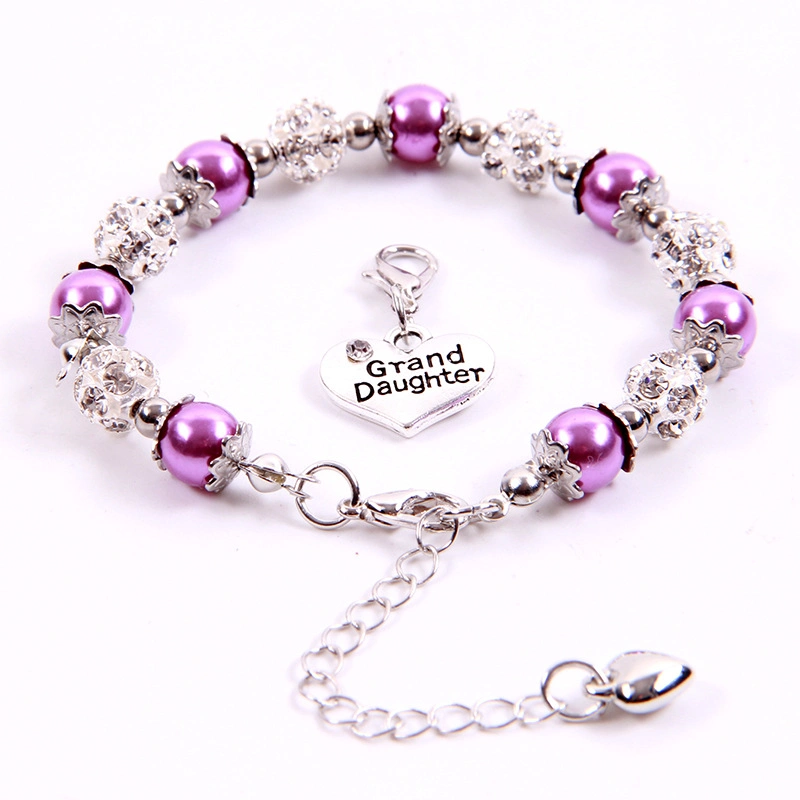 Abuela pulsera regalo Rhinestone Crystal Balls Joyería de perlas falsas