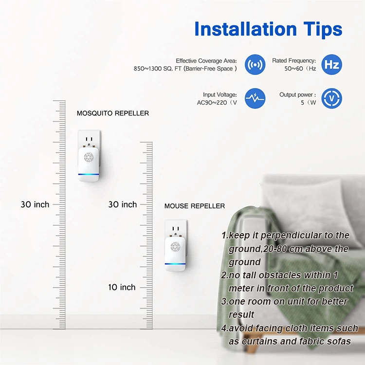 Electrónico de plagas de mosquitos Repeller ABS Ultrasonidos repelentes de Plagas