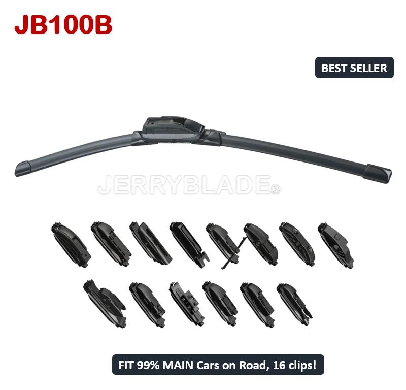 Universal Windshield Wiper Blade Soft Frameless Type Multi Fit Adaptors Windscreen Wipers Jb100b 12''-32'' Best Seller Factory Supply Premium Quality