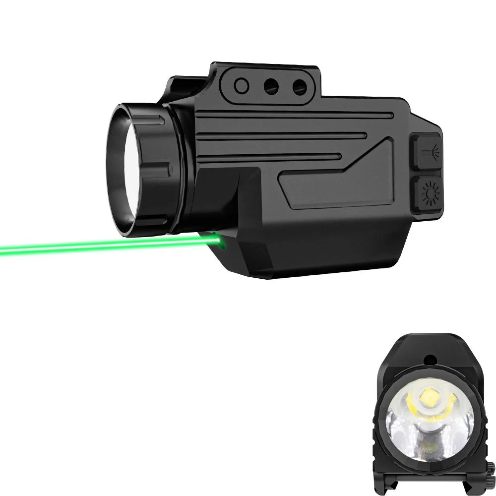 Tactical LED arme Pistolet Laser Vert lumière 1000 Lumen vue Combo USB Rechargeable à montage sur rail lumière chasse arme lumière Compact