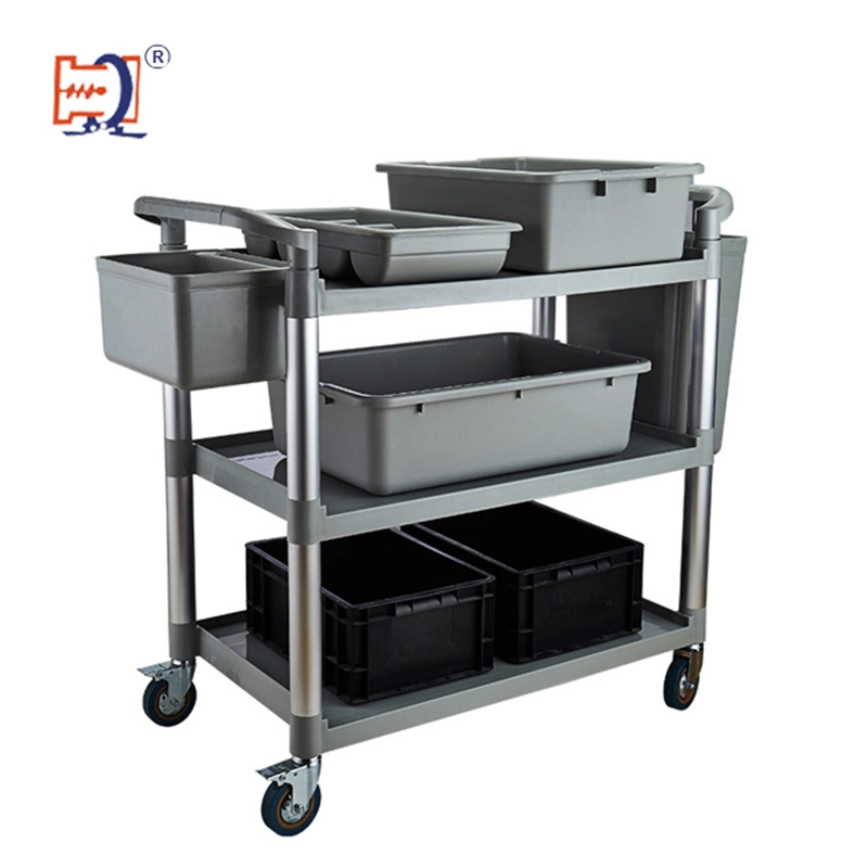 Three Tier Plastic Restaurant/Hotel Service Cart Kitchen Food Trolley