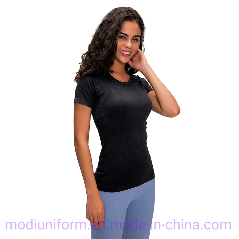 Factory Sale Amazon Modea&prime; S Short Sleeve T Shirt Workout Top Tight Seamless Yoga Tops Gym Sports Quick Dry Tops T Shirt Gym Wear