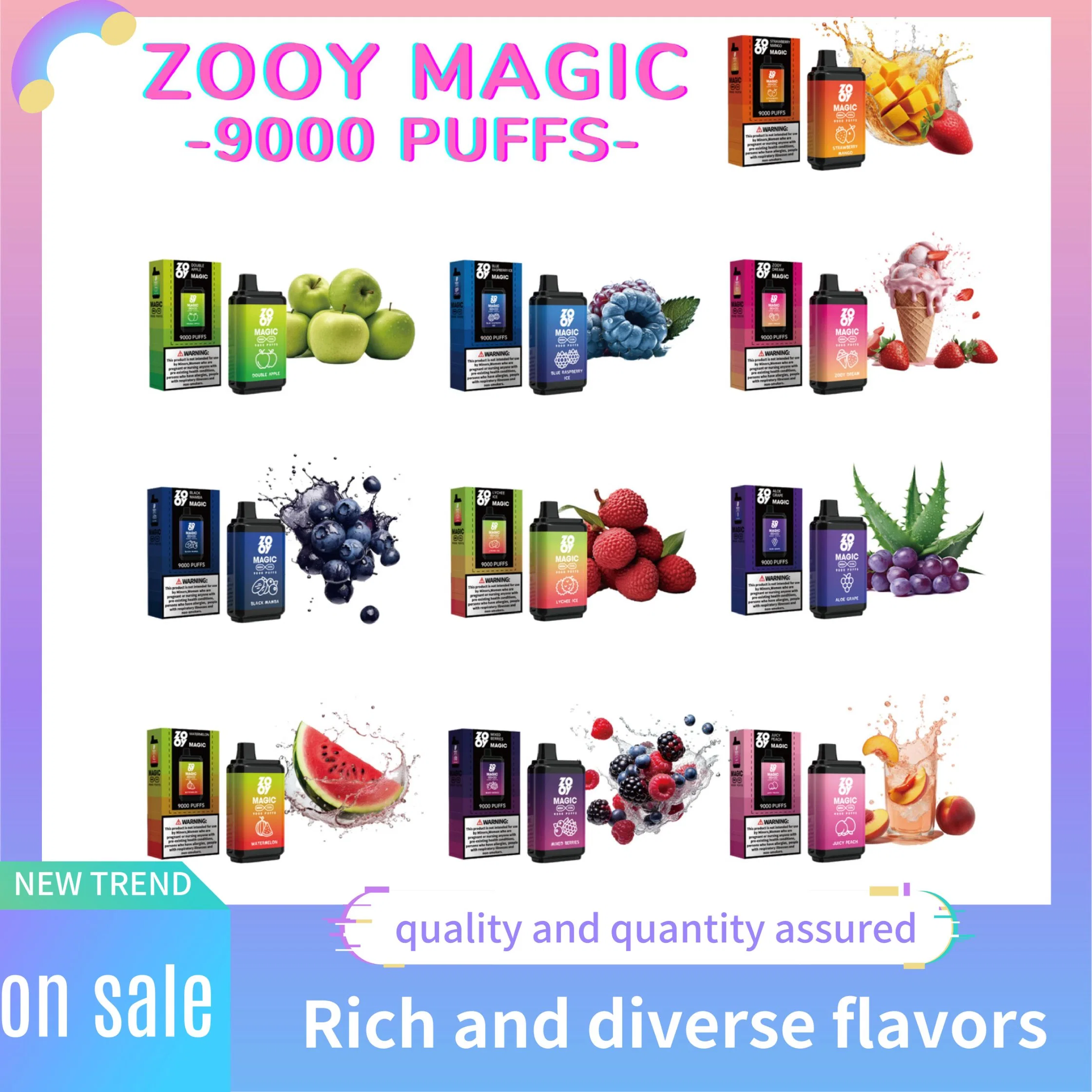 E cigarette en gros Zooy Magic 9000 Vape Pen 9000 puffs Niude Commerce