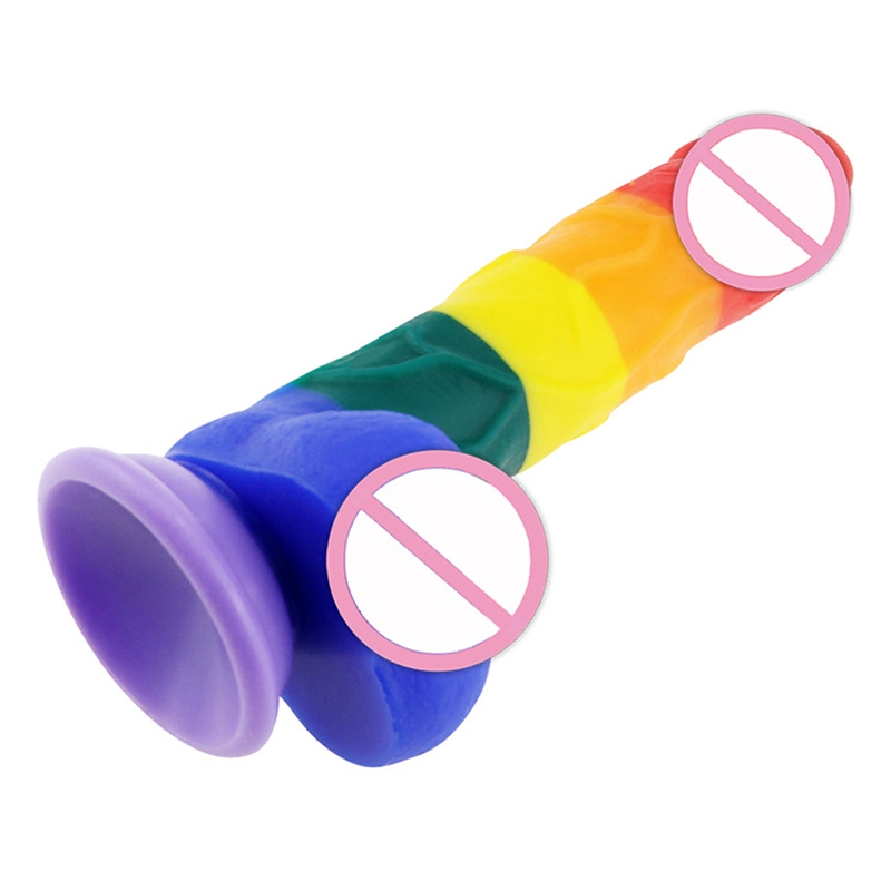 Rainbow Colorful Dildos with Strong Suction Cup for Women Masturbation Sex Toy