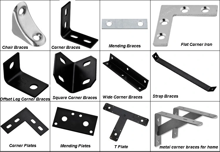 Supports de tablette personnalisés pour plaques de renfort d'angle à usage intensif Supports de fixation murale en métal à fentes simples en acier inoxydable