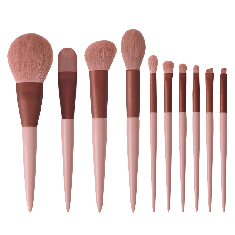 Outils de beauté professionnels Pinceaux de maquillage cosmétiques pour le blush, les ombres à paupières et le fond de teint en poils synthétiques de qualité supérieure, couleur rose.