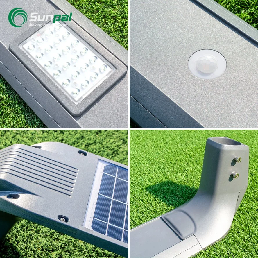 Al aire libre Sunpal 20W 30W 40W 50W 60W Impermeable IP65 Sensor de movimiento de la luz de la Calle Jardín Solar con batería de litio Bulit