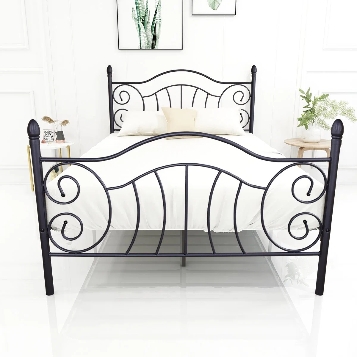 Iron Art Nordic Vintage Bed Double Metal Bed