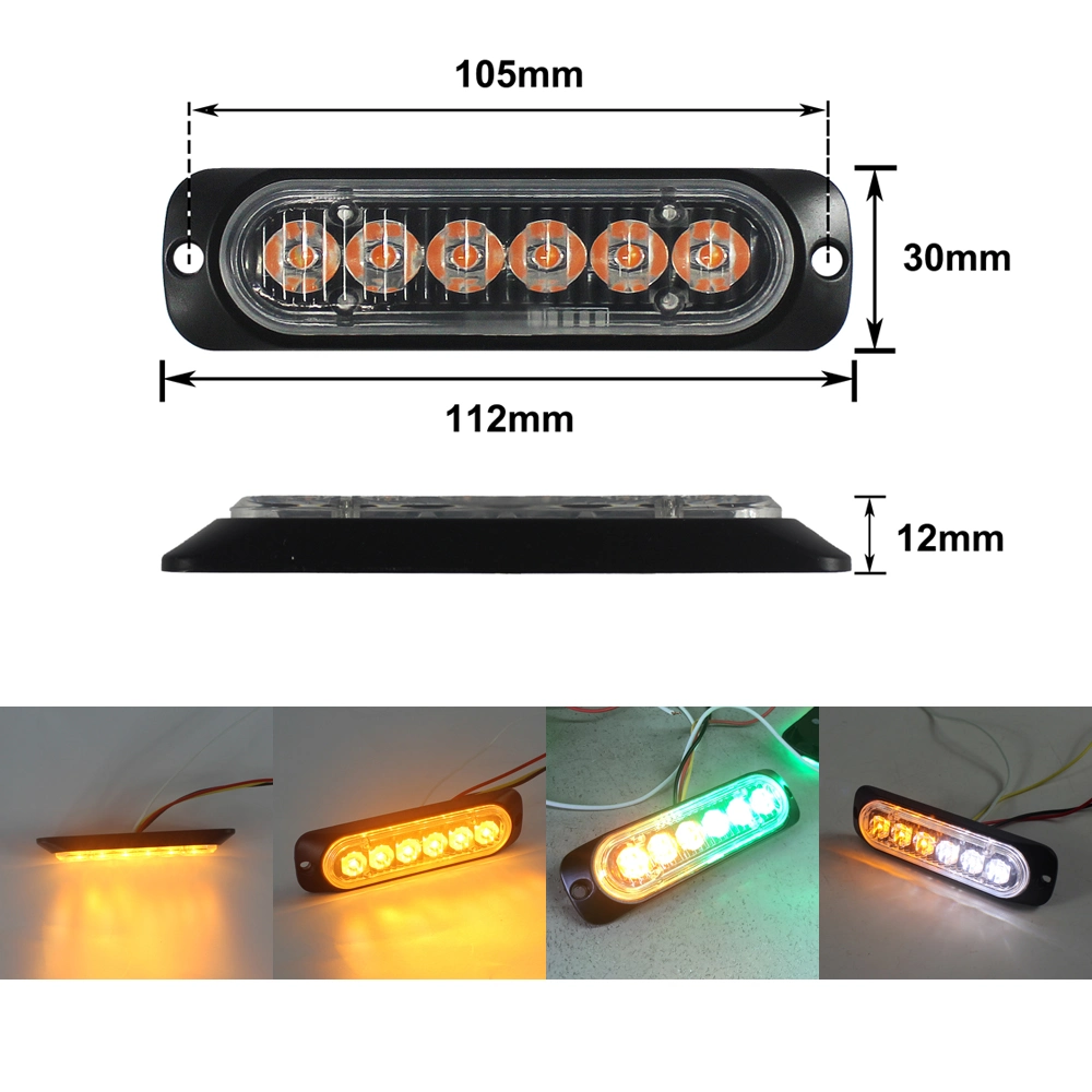 Haibang Tir6 LEDs Big Power 1W LED Warning Motorcycle Car Surface Mounting Grille Light