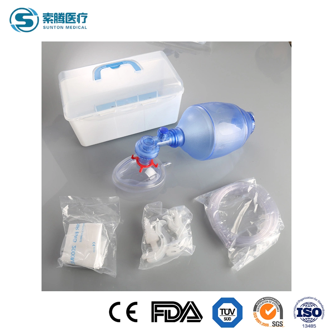 Sunton China ISO13485 Safety Standard Colored Removable Hook Rings High-Quality Emerfgency Care Function PVC Manual Resuscitator Supplier