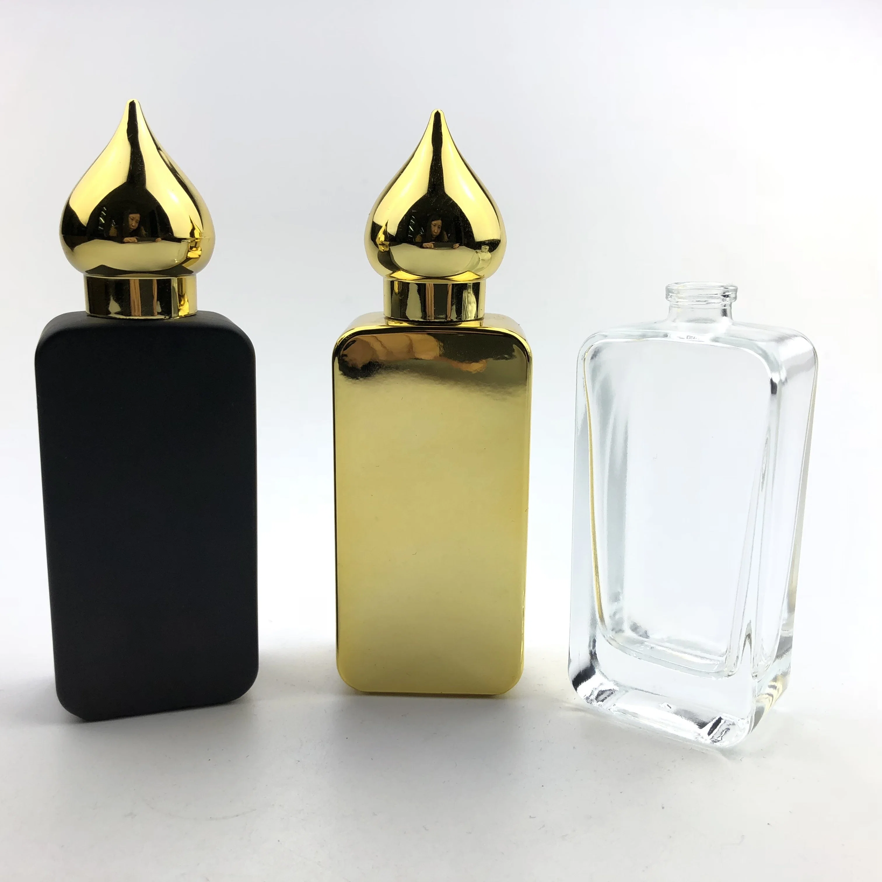 Botellas de perfume de vidrio vacías con pulverizador esmerilado de 30 ml, 50 ml y 100 ml, con tapa personalizada de lujo recargable