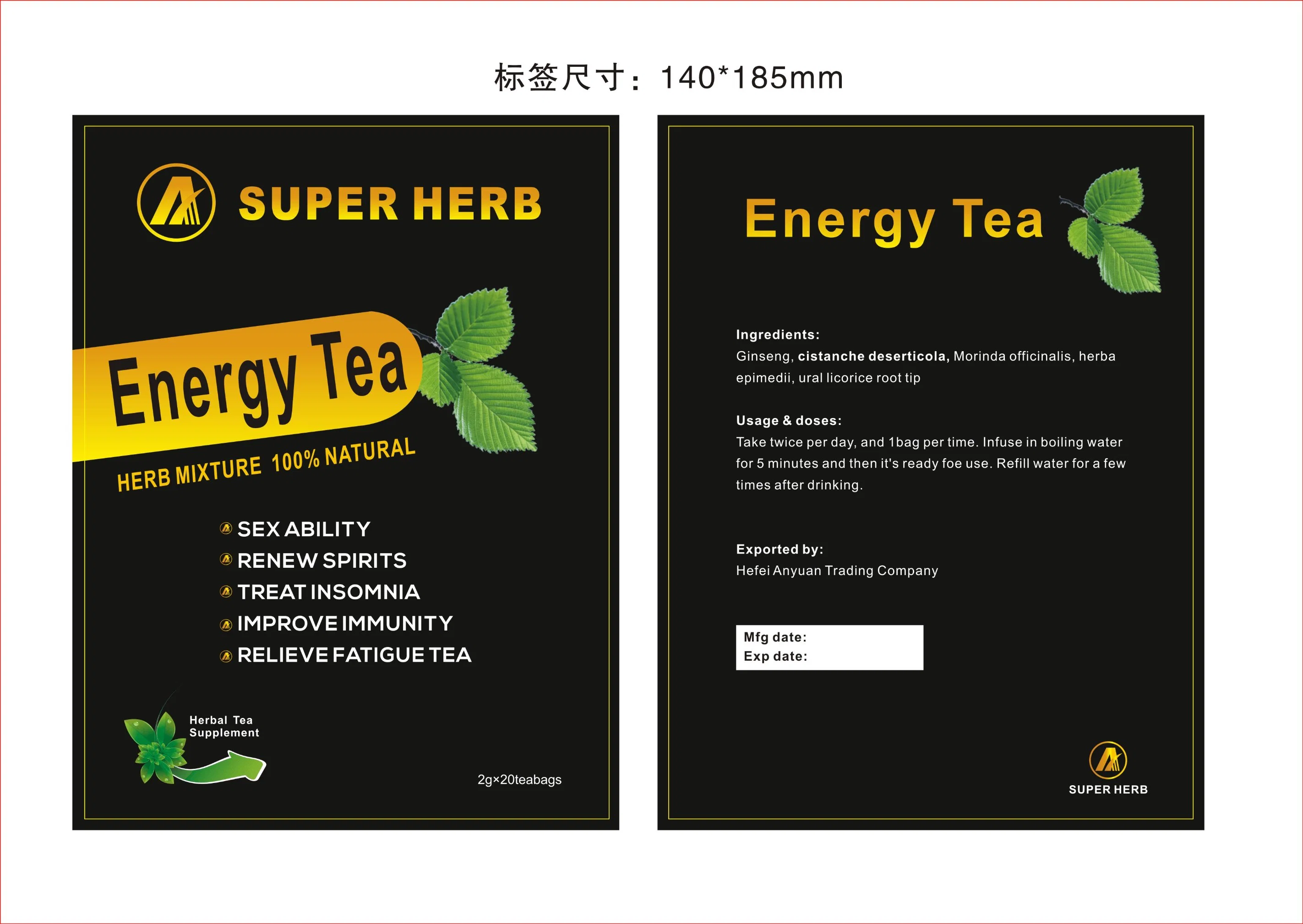 Health Care Green Tea for Man Herbs Improve Sexual Energy Tea