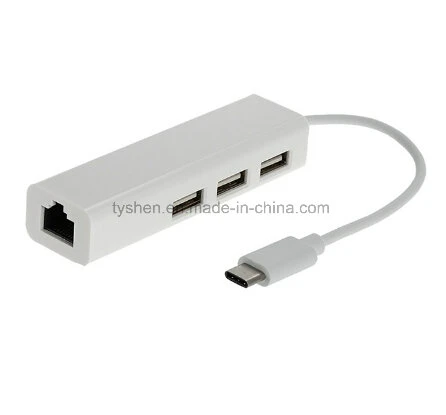 Type-C 3.0 3 Ports Hub+100Mbps Ethernet/LAN Card