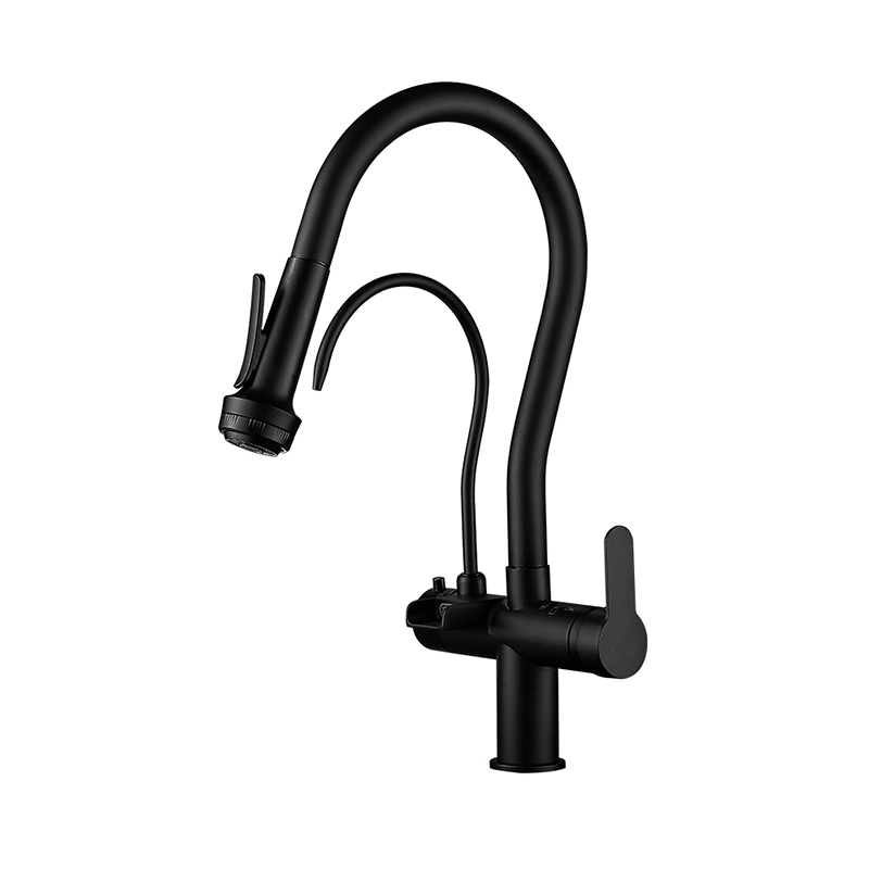 China Nuevo Diseño 304 Cocina Mezcladora de Acero inoxidable grifo Pull Cocina Faucet Cocina caliente y fría grifo multifuncional con Grifo purificador de agua