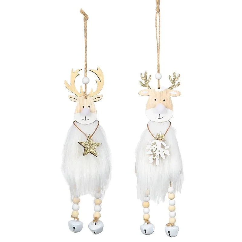 White Wood Reindeer Hanging Decoration for Christmas Decoration Home Hanging Ornaments