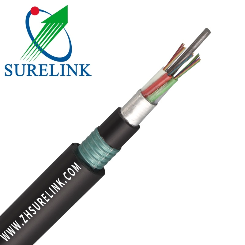 Aluminum Tape Armoured Fiber Optical Cable Gyftc8a with FRP Central Strength Member