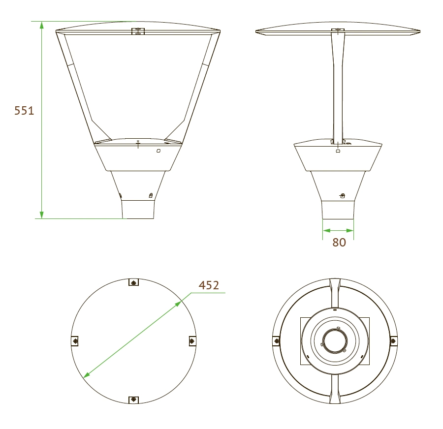 Outdoor LED Post Top Light Fixtures IP65 60W LED Garden Lights