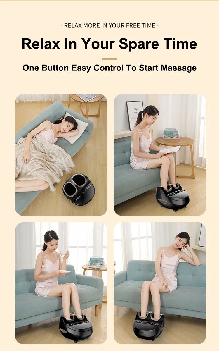 Amazon Hot Selling Easy Button Control Fuß Therapie Massage-Gerät Shiatsu Hitze Luftdruck Fuß Massage Maschine Vibrierend