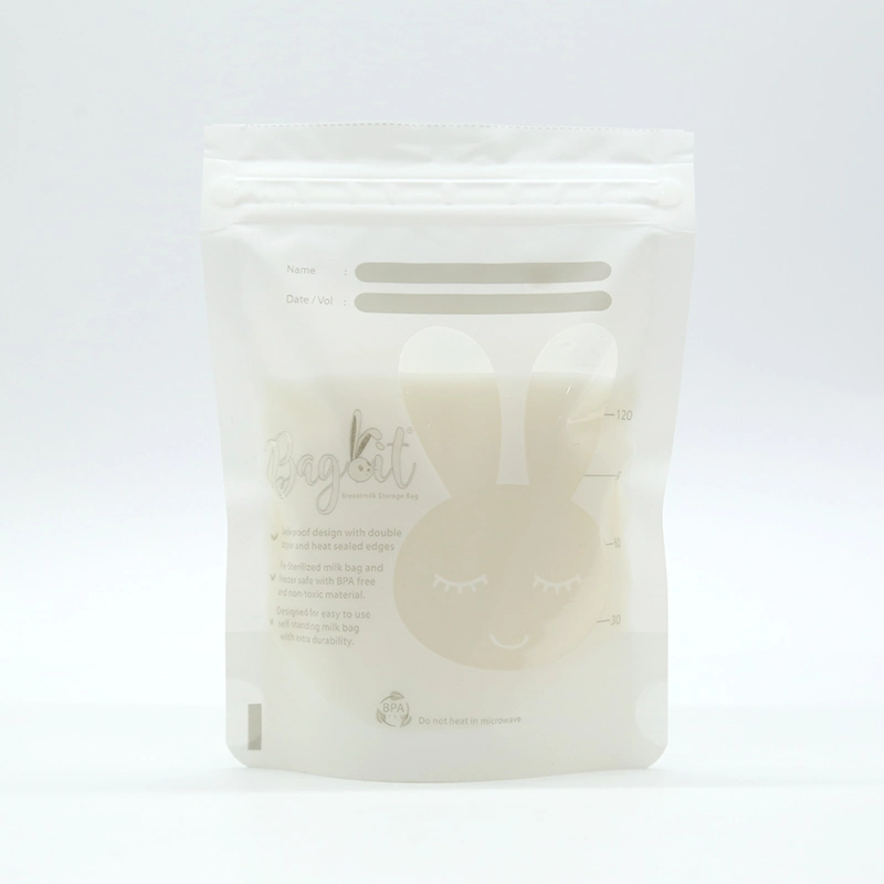 OEM Pet/PE Double Zipper Breast Milk Storage Bags with Your Printing