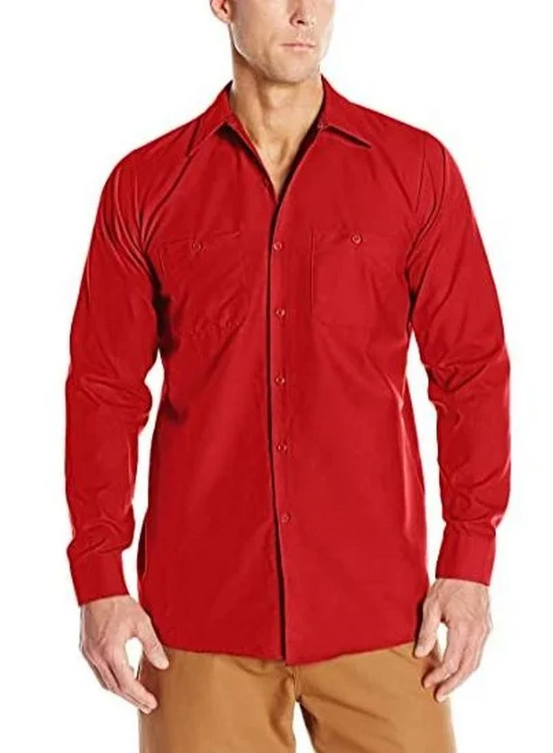 Men Cotton Industrial Long Sleeve Work Uniform Thick Fabric Shirt