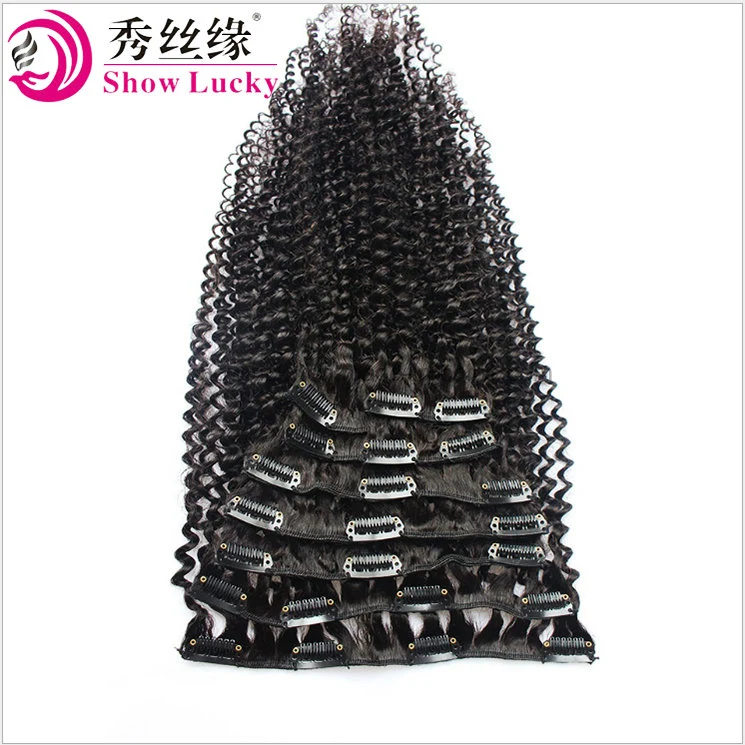 Wholesale/Supplier Cuticle Aligned Hair Factory Clip in Human Hair Extension Mongolian Kinky Curly Remy Human Hair