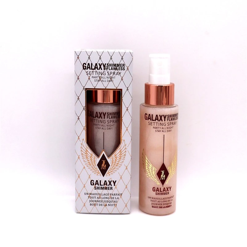 Impecable Retoque Spray fijación duradera Spray etiqueta privada Marcador cuerpo Galaxy Glowing cara maquillaje Shimmer ajuste Spray