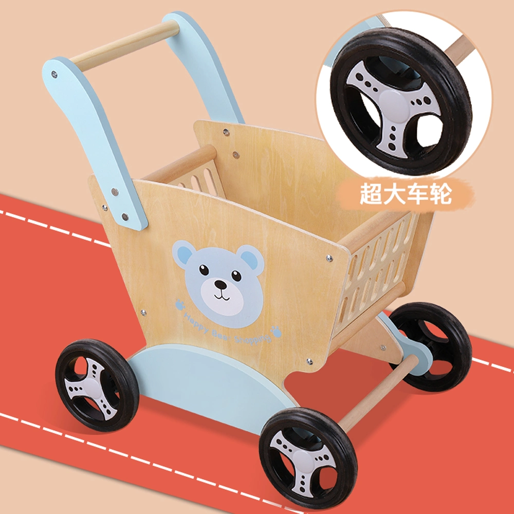 Wooden Bear Shopping Cart Kids Education