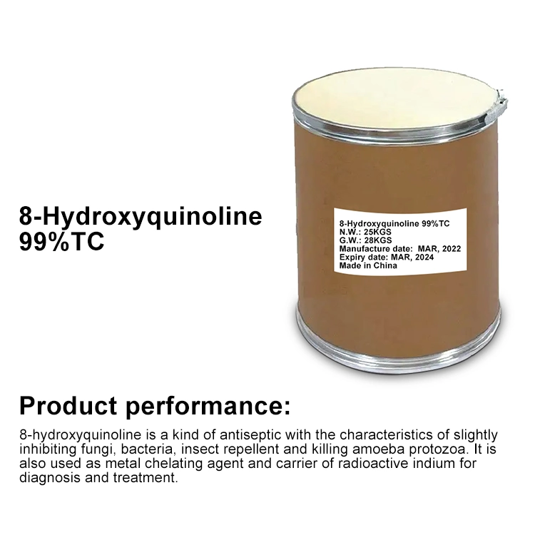 مصنع إمداد مواد خيالة معدنية ومبيدات الفطريات 8-هيدروكسيكينولين كبريتات مع 99% TC Purity CAS 134-31-6 وسيط عضوية في المخزون