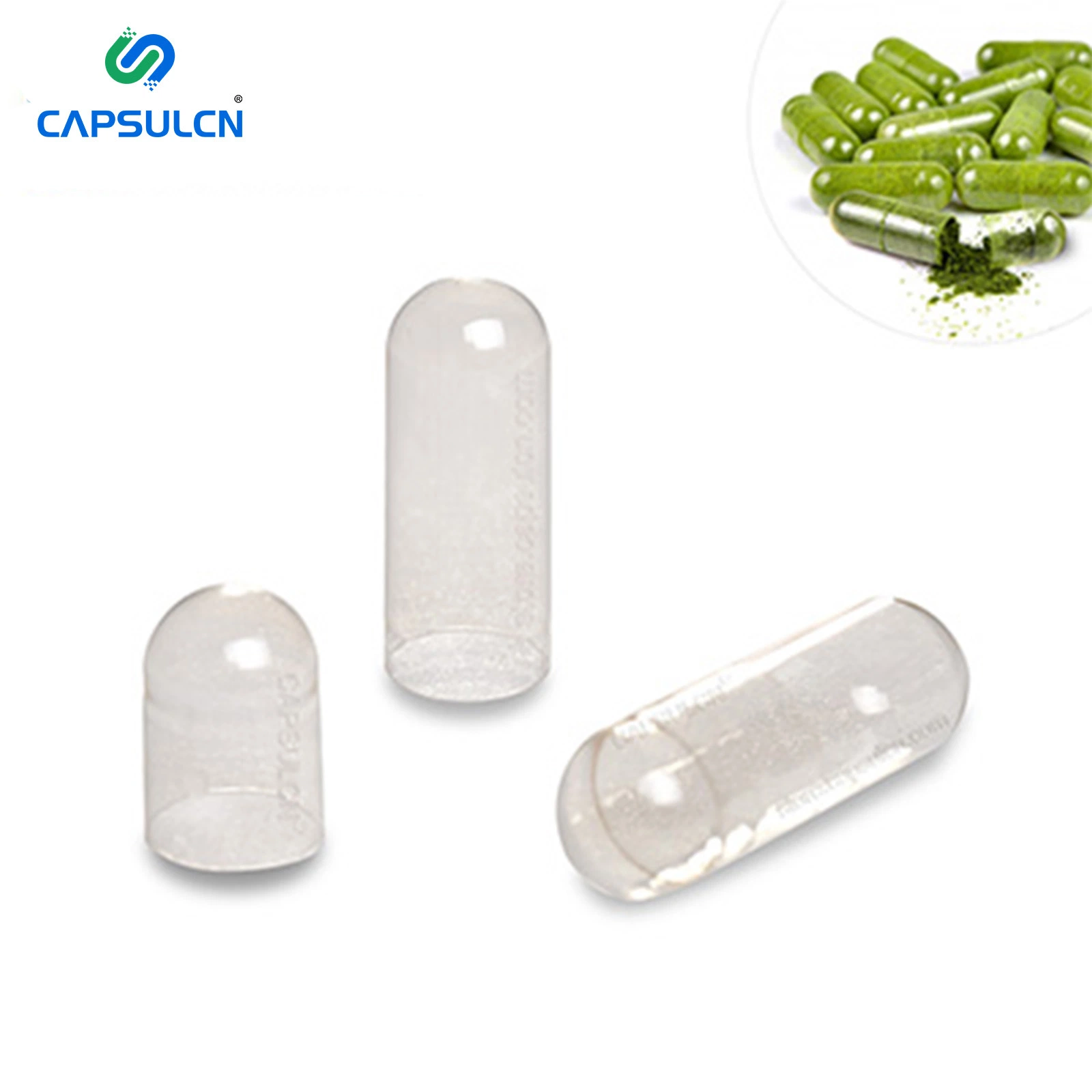 Capsulcn Coque de capsule vide entièrement transparente, certifiée halal, pharmaceutique, entérosoluble, en HPMC, enrobée entérique, capsules vides séparées en gélatine dure.