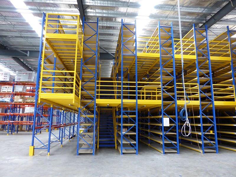 Customized Free Design Rack Multi-Tier Raised Mezzanine with Staircase Warehouse Storage Racks Shelving